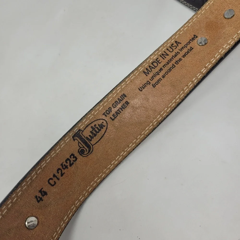 Justin Belt 44 5-Star Ranch Black Leather Floral Tooled C12423 Western Cowboy